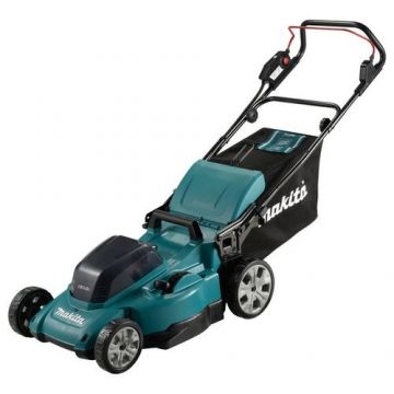 Masina de tuns iarba/gazon Makita DLM480Z, 18 V, Latime de lucru 48 cm, 3100 rpm, Sac 62 L, Fara acumulatori (Negru/Albastru)